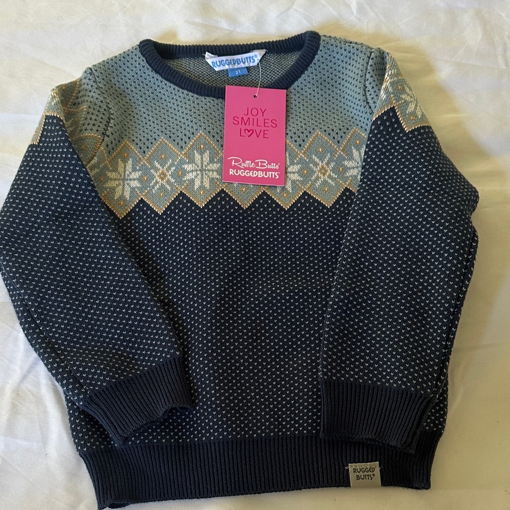 RuggedButts Navy and Gray Kids Sweater